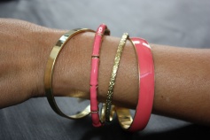 Coral and Gold Bangle Stack
